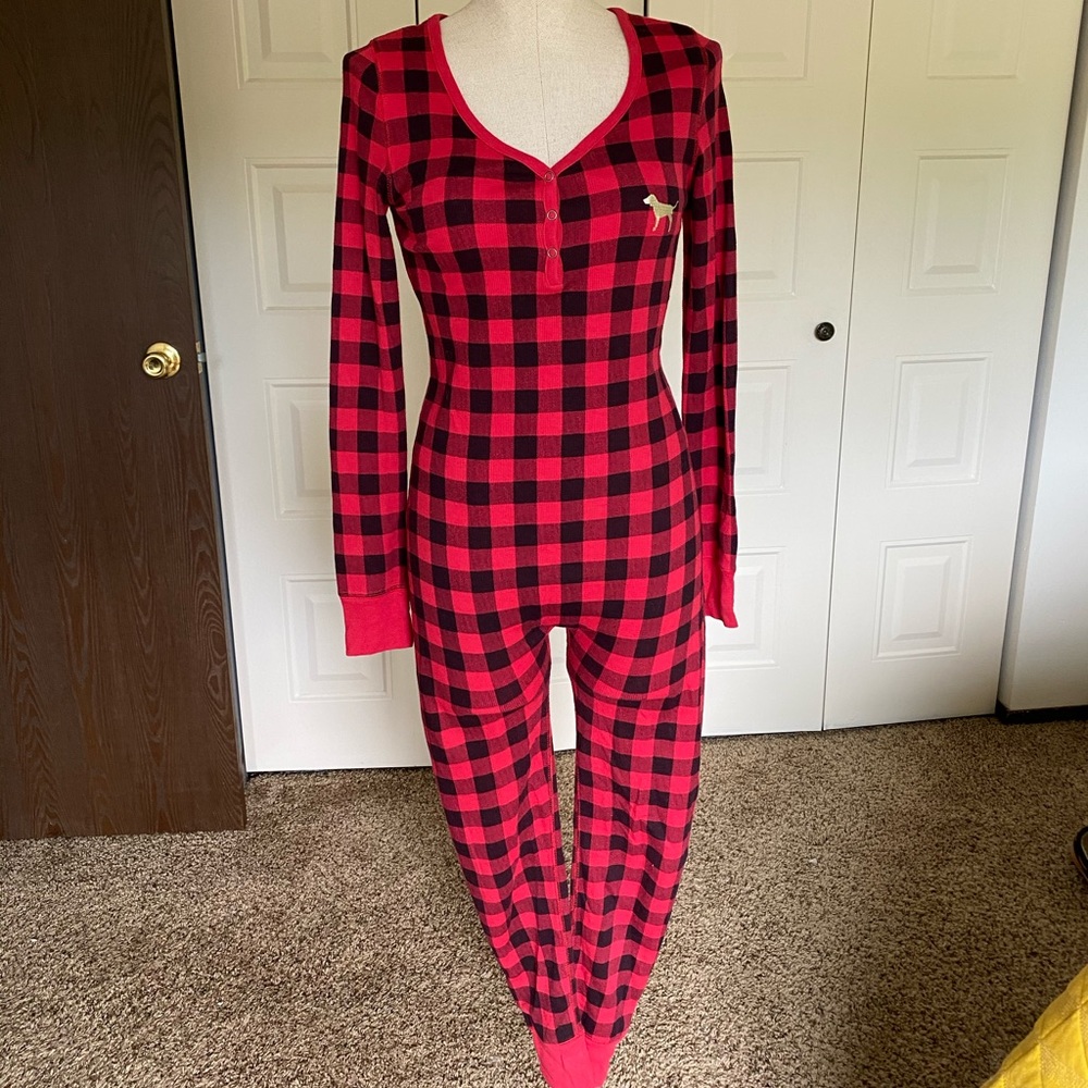 Victoria Secret Pink Red Plaid Holiday Onsie